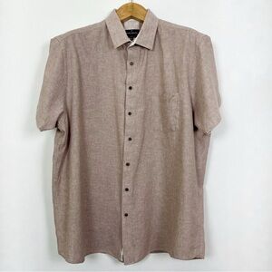 Daniel Hechter Tan Linen and Cotton Short Sleeve Button Down Shirt‎ Size XXL